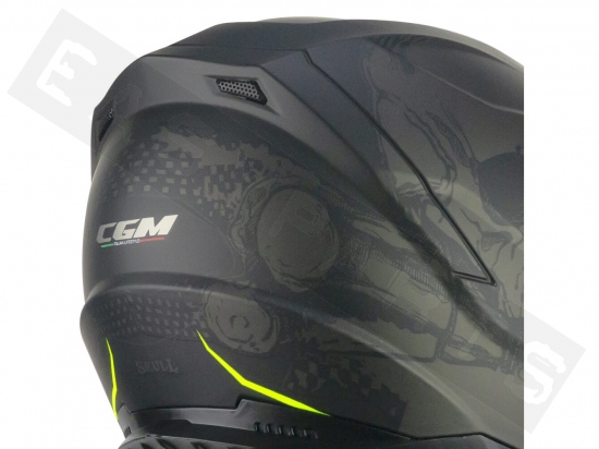 Helm integraal CGM 321S ATOM SKULL zwart/geel (dubbel vizier)